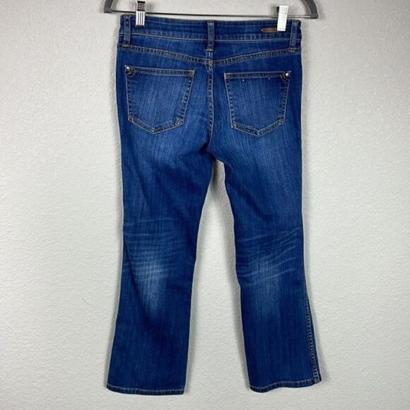 Pilcro & the Letterpress Stet Whiskered Blue Denim Jeans Crop Straight Sz 26 - Picture 10 of 11